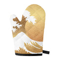 Golden Kanagawa Wave Print Single Oven Mitt