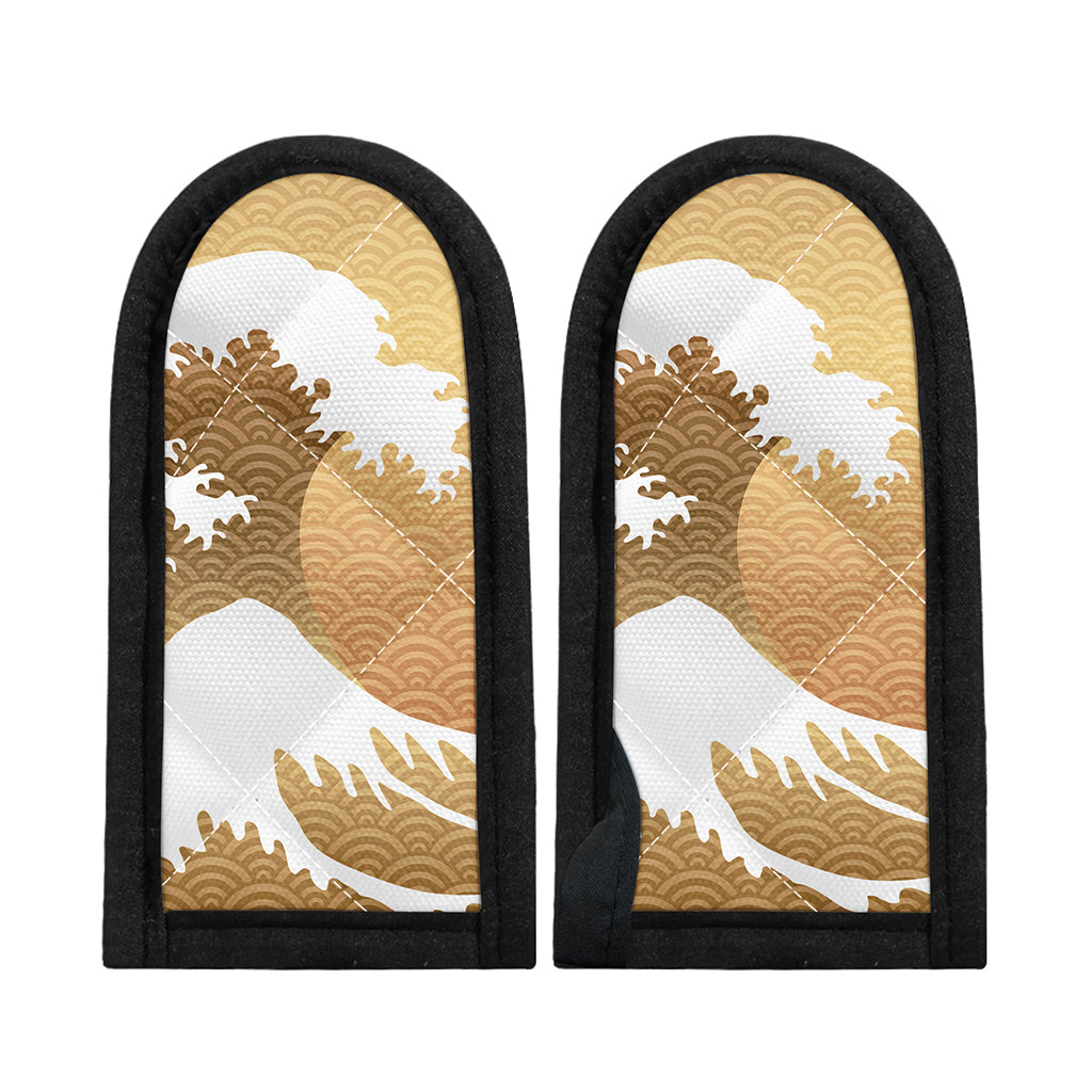 Golden Kanagawa Wave Print Skillet Handle Cover