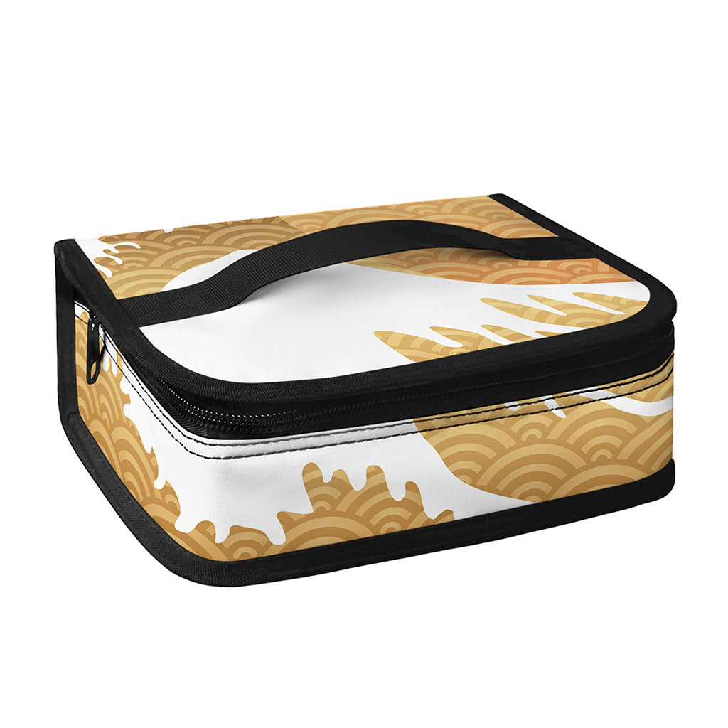 Golden Kanagawa Wave Print Small Lunch Bag
