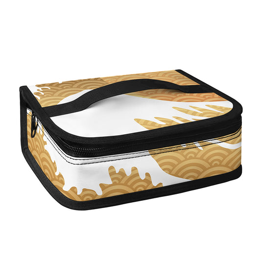 Golden Kanagawa Wave Print Small Lunch Bag