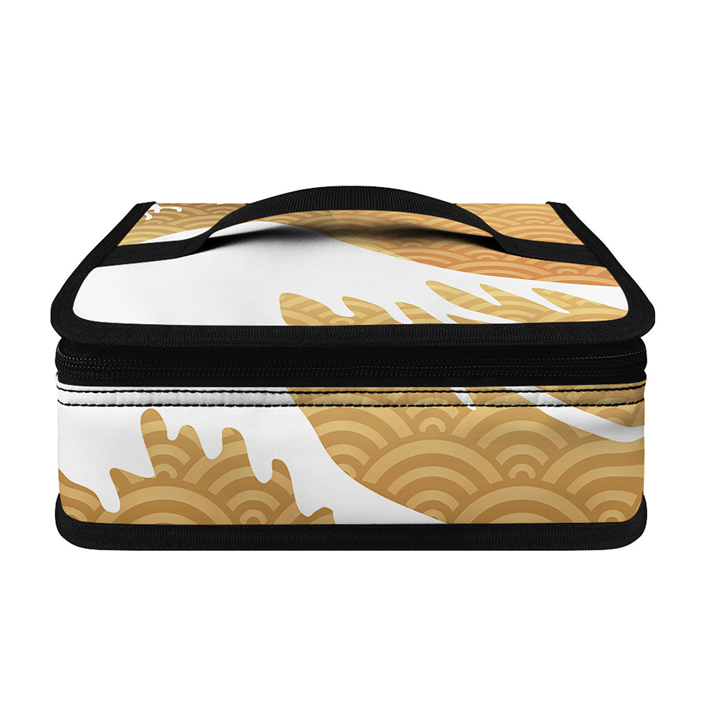Golden Kanagawa Wave Print Small Lunch Bag