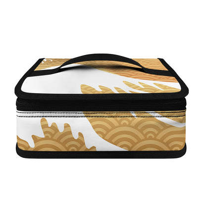 Golden Kanagawa Wave Print Small Lunch Bag