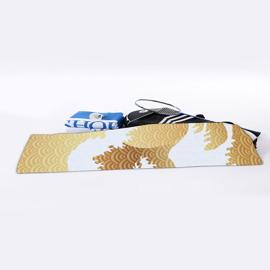 Golden Kanagawa Wave Print Sports Towel