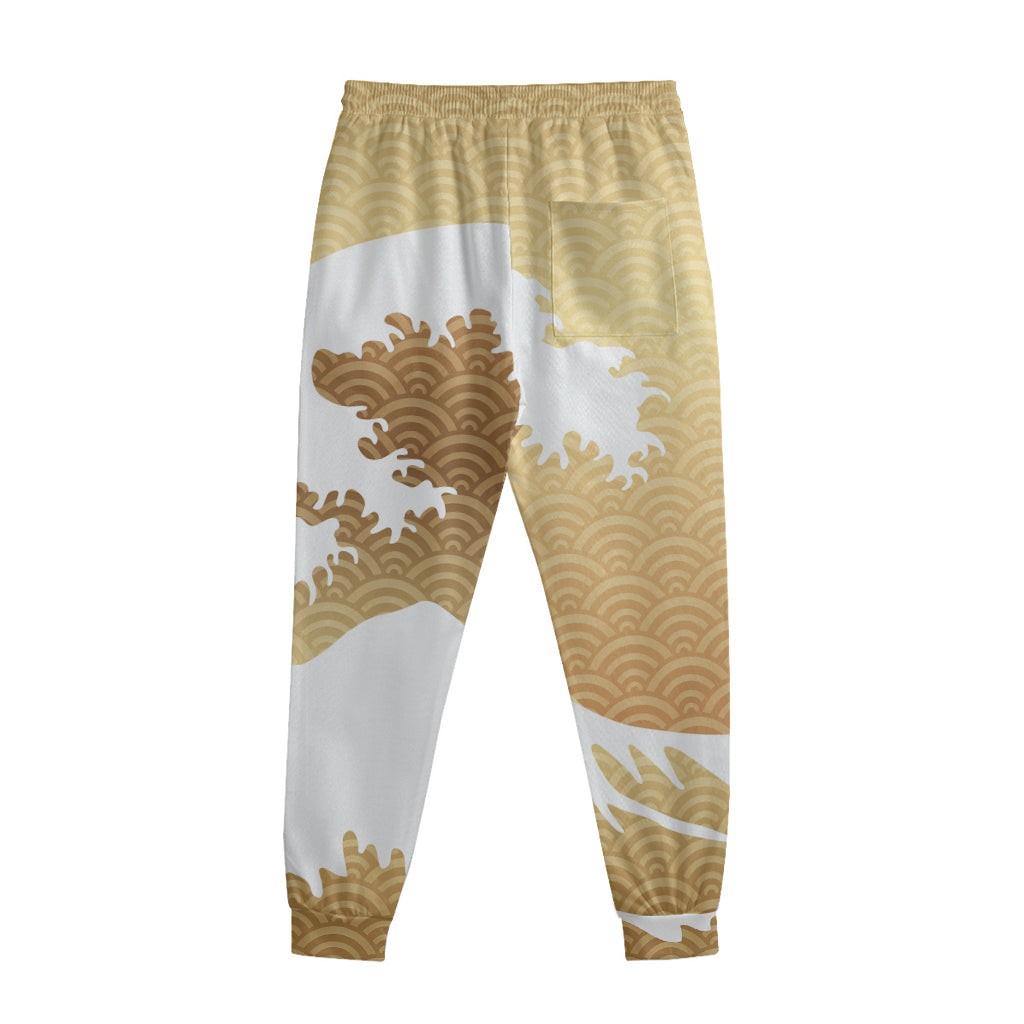 Golden Kanagawa Wave Print Sweatpants