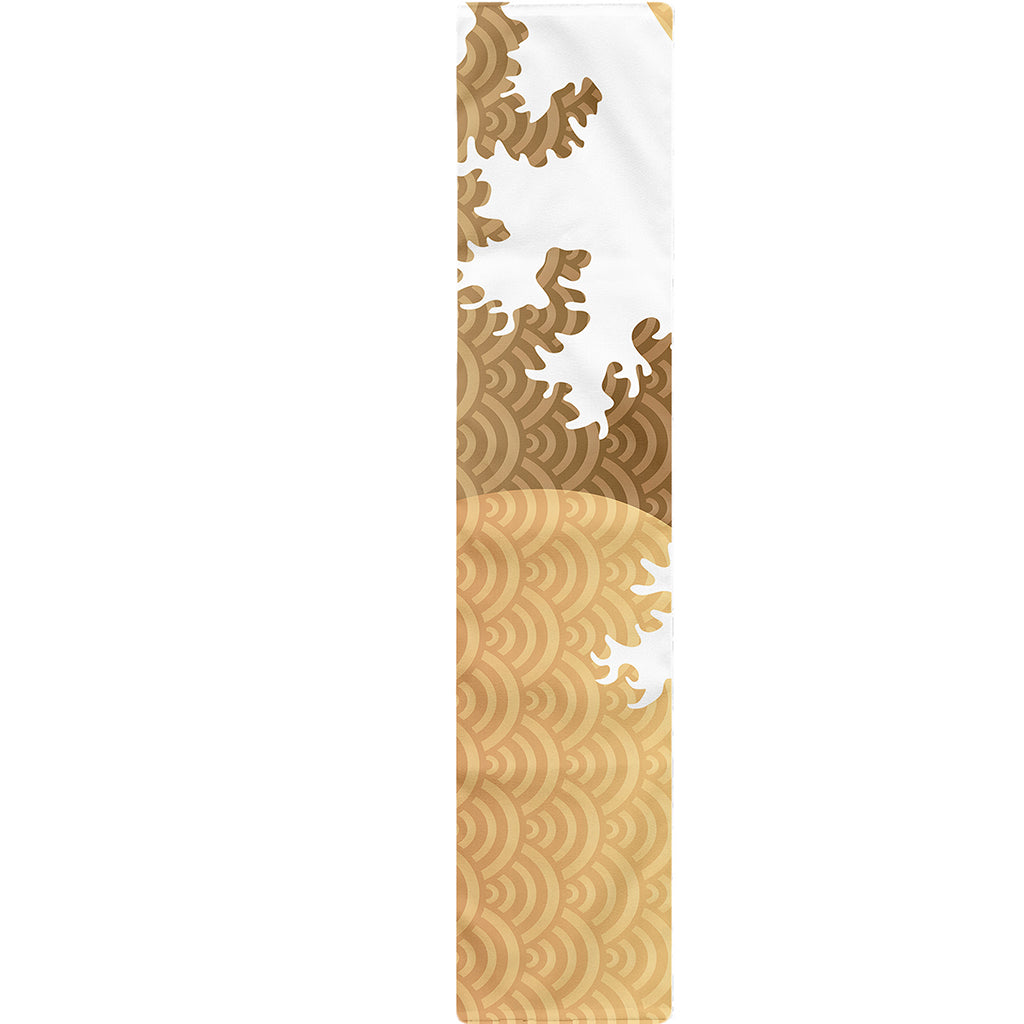 Golden Kanagawa Wave Print Table Runner