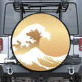Golden Kanagawa Wave Print Tire Cover