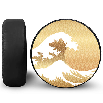 Golden Kanagawa Wave Print Tire Cover