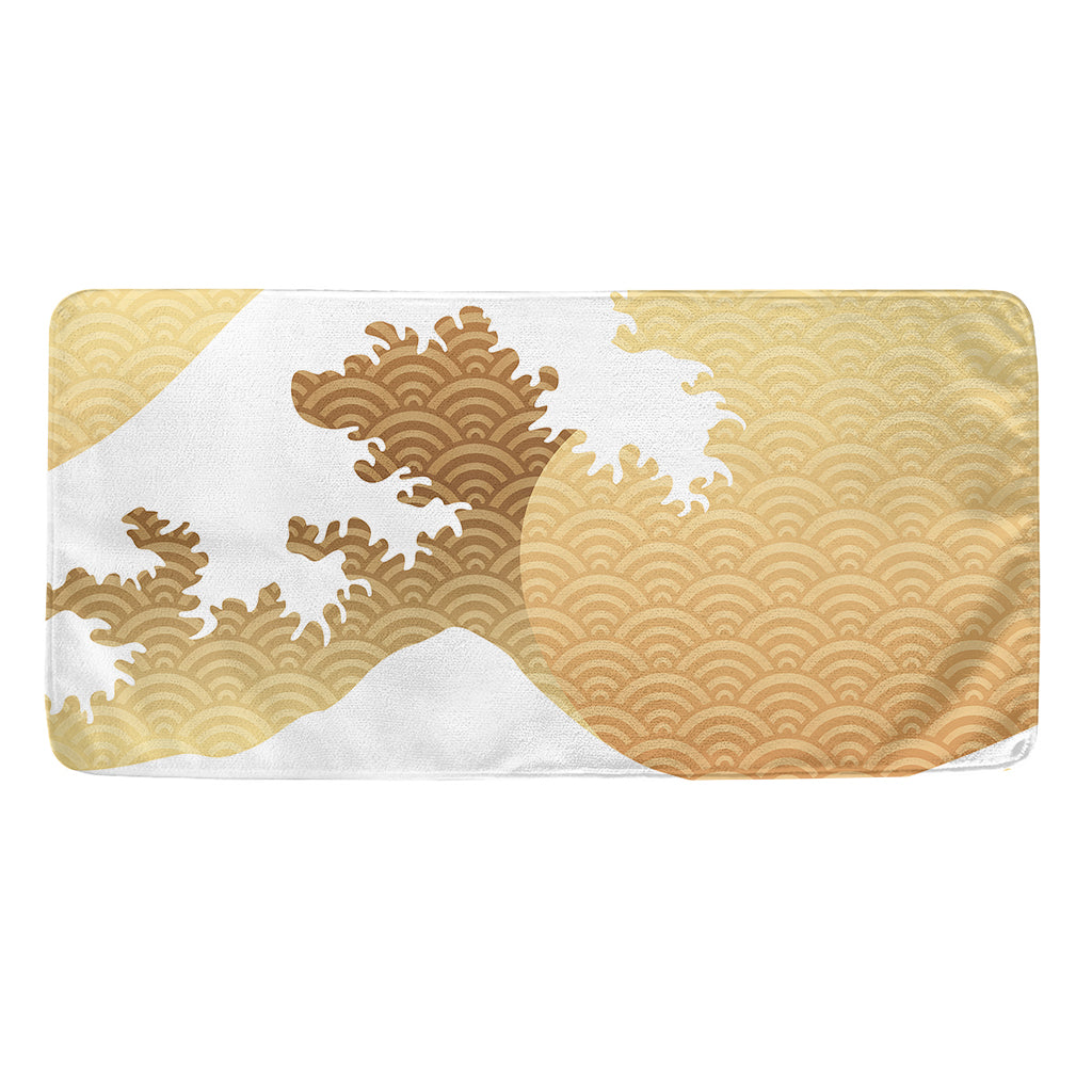 Golden Kanagawa Wave Print Towel