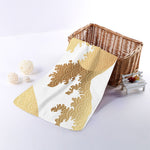 Golden Kanagawa Wave Print Towel