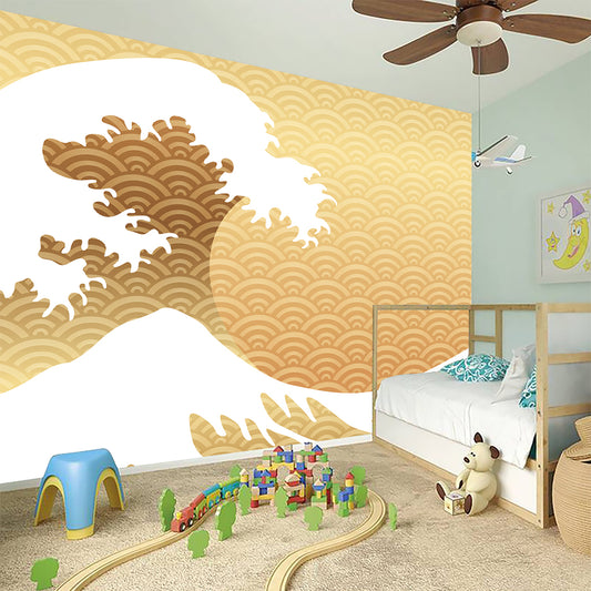 Golden Kanagawa Wave Print Wall Sticker