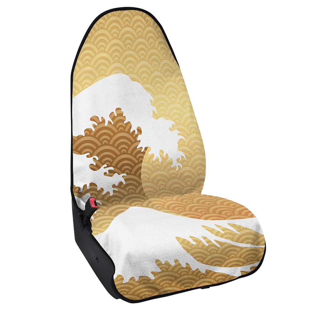 Golden Kanagawa Wave Print Waterproof Car Seat Cover