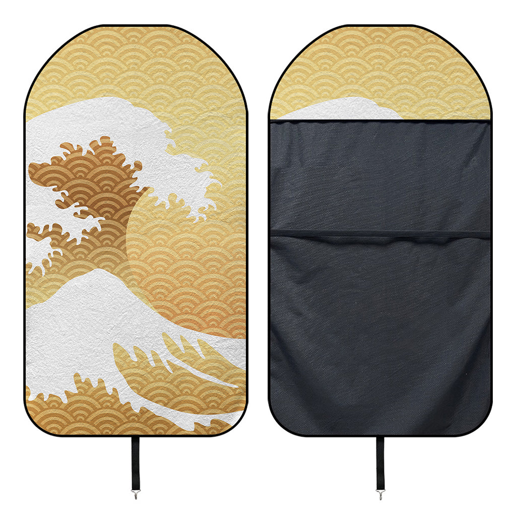Golden Kanagawa Wave Print Waterproof Car Seat Cover