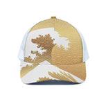 Golden Kanagawa Wave Print White Mesh Trucker Cap