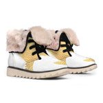 Golden Kanagawa Wave Print Winter Boots