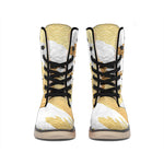 Golden Kanagawa Wave Print Winter Boots