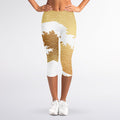 Golden Kanagawa Wave Print Women's Capri Leggings