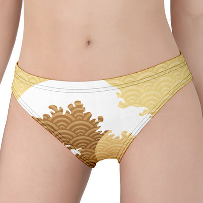 Golden Kanagawa Wave Print Women's Panties
