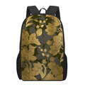 Golden Orchid Pattern Print 17 Inch Backpack