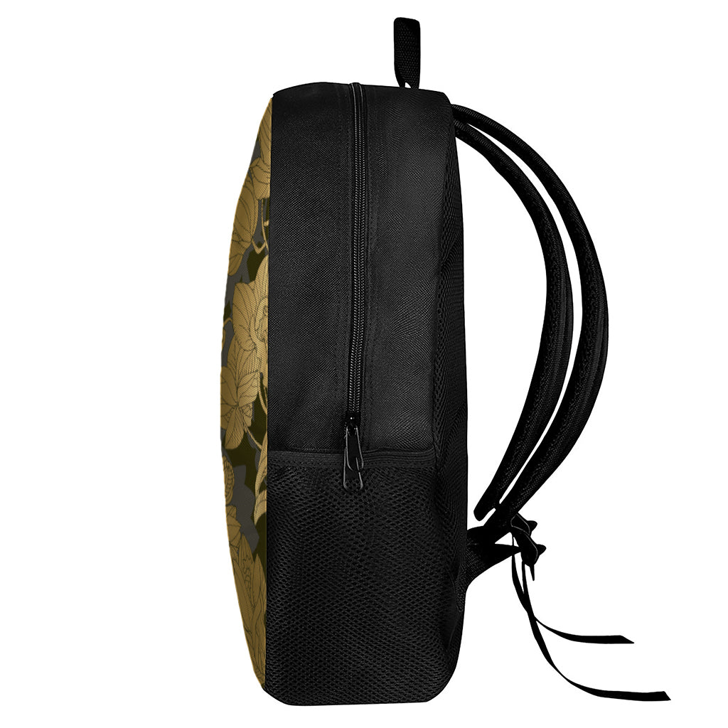 Golden Orchid Pattern Print 17 Inch Backpack