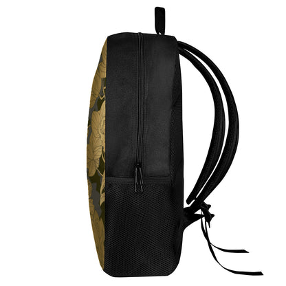 Golden Orchid Pattern Print 17 Inch Backpack