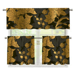 Golden Orchid Pattern Print 3 Piece Kitchen Curtains