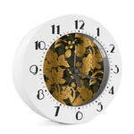 Golden Orchid Pattern Print Alarm Clock