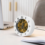 Golden Orchid Pattern Print Alarm Clock