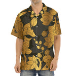 Golden Orchid Pattern Print Aloha Shirt