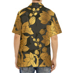 Golden Orchid Pattern Print Aloha Shirt