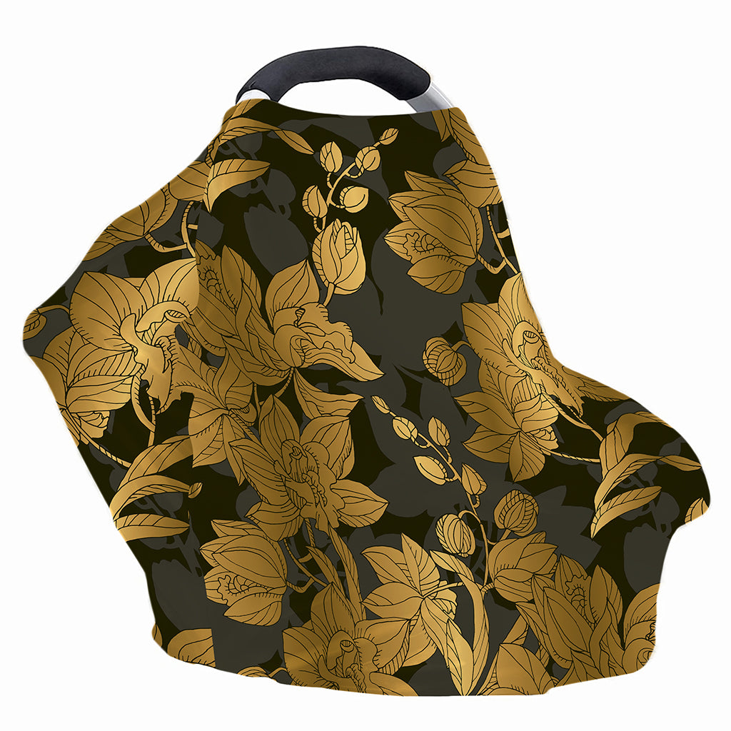 Golden Orchid Pattern Print Baby Seat Cover