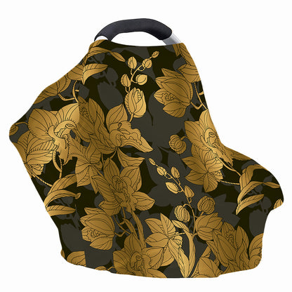 Golden Orchid Pattern Print Baby Seat Cover