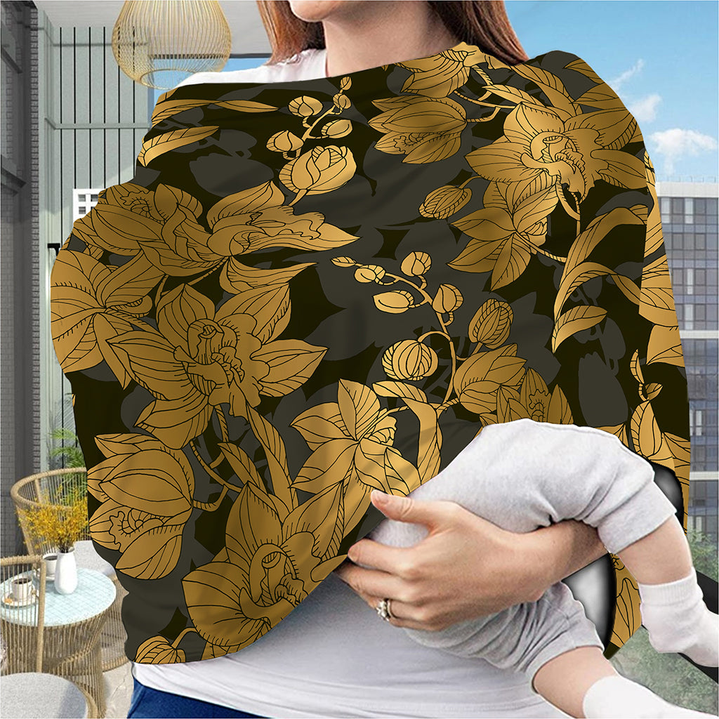 Golden Orchid Pattern Print Baby Seat Cover