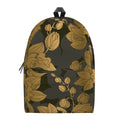Golden Orchid Pattern Print School Backpack