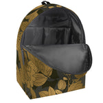 Golden Orchid Pattern Print Backpack