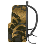 Golden Orchid Pattern Print Backpack