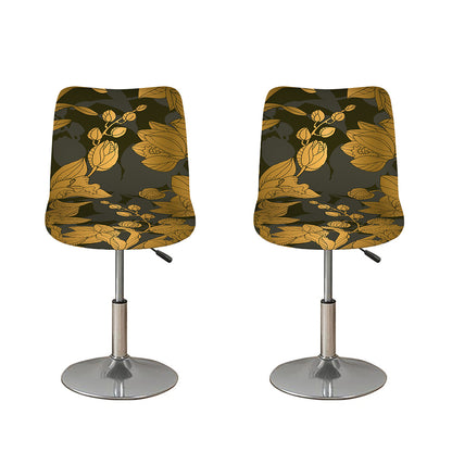 Golden Orchid Pattern Print Bar Stool Covers