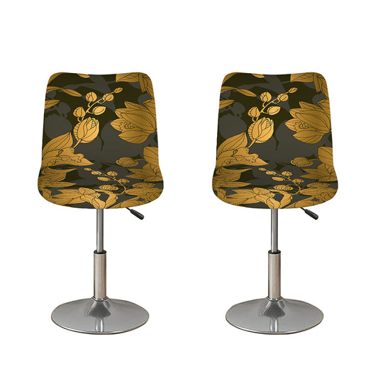 Golden Orchid Pattern Print Bar Stool Covers