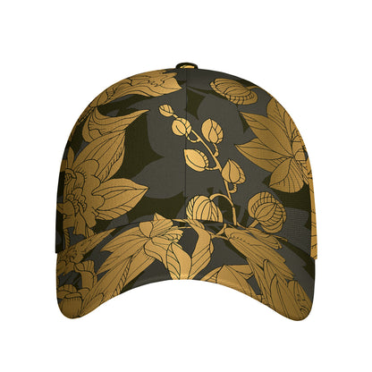 Golden Orchid Pattern Print Baseball Cap