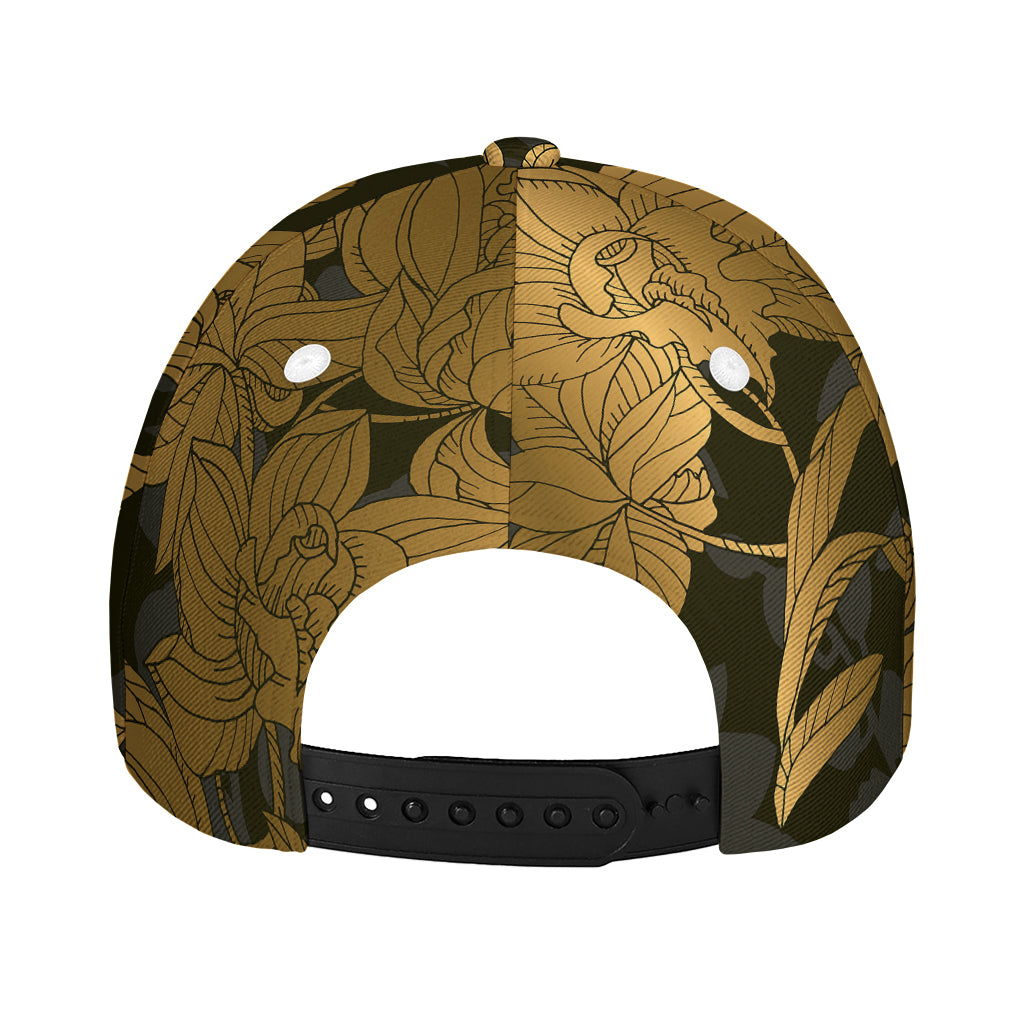Golden Orchid Pattern Print Baseball Cap