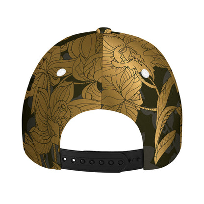 Golden Orchid Pattern Print Baseball Cap