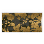 Golden Orchid Pattern Print Beach Towel
