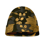 Golden Orchid Pattern Print Beanie