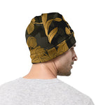 Golden Orchid Pattern Print Beanie