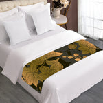 Golden Orchid Pattern Print Bed Runner