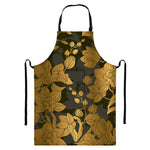 Golden Orchid Pattern Print Bib Apron With Pocket
