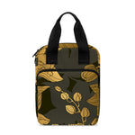 Golden Orchid Pattern Print Bible Tote Bag