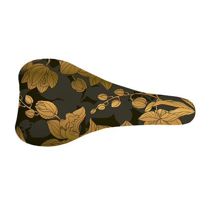 Golden Orchid Pattern Print Bicycle Seat Cover