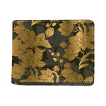 Golden Orchid Pattern Print Bifold Wallet