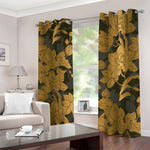 Golden Orchid Pattern Print Blackout Grommet Curtains