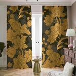 Golden Orchid Pattern Print Blackout Pencil Pleat Curtains